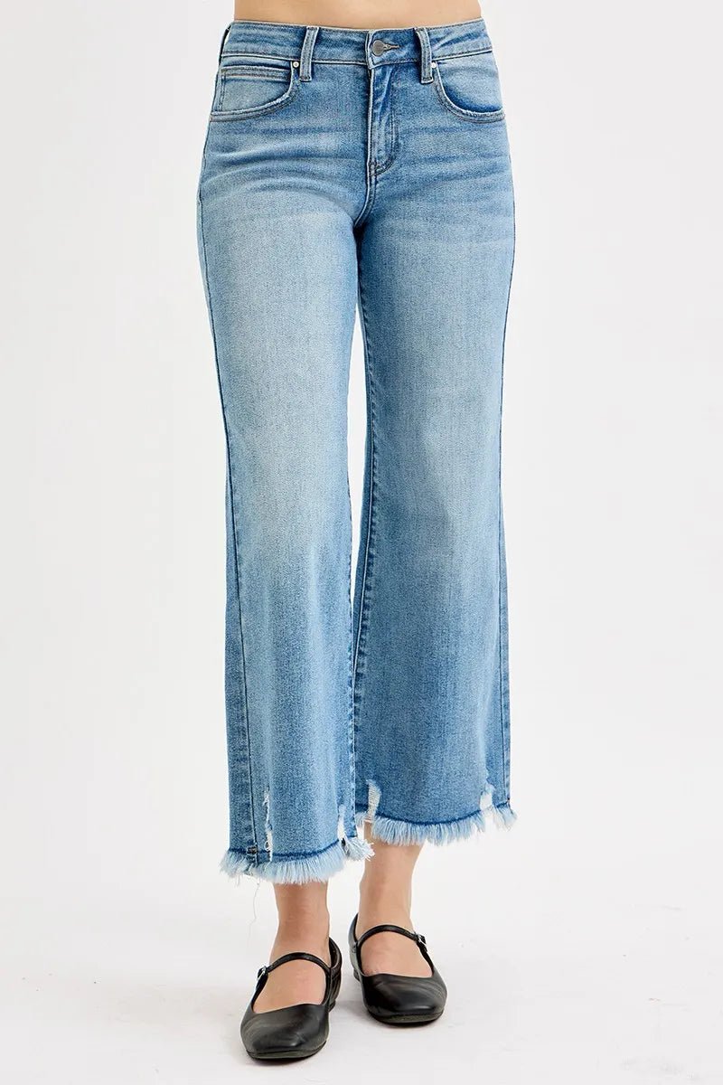 RISEN Full Size Mid Rise Crop Wide Leg Jeans Plus Size - PBNJ FASHIONS
