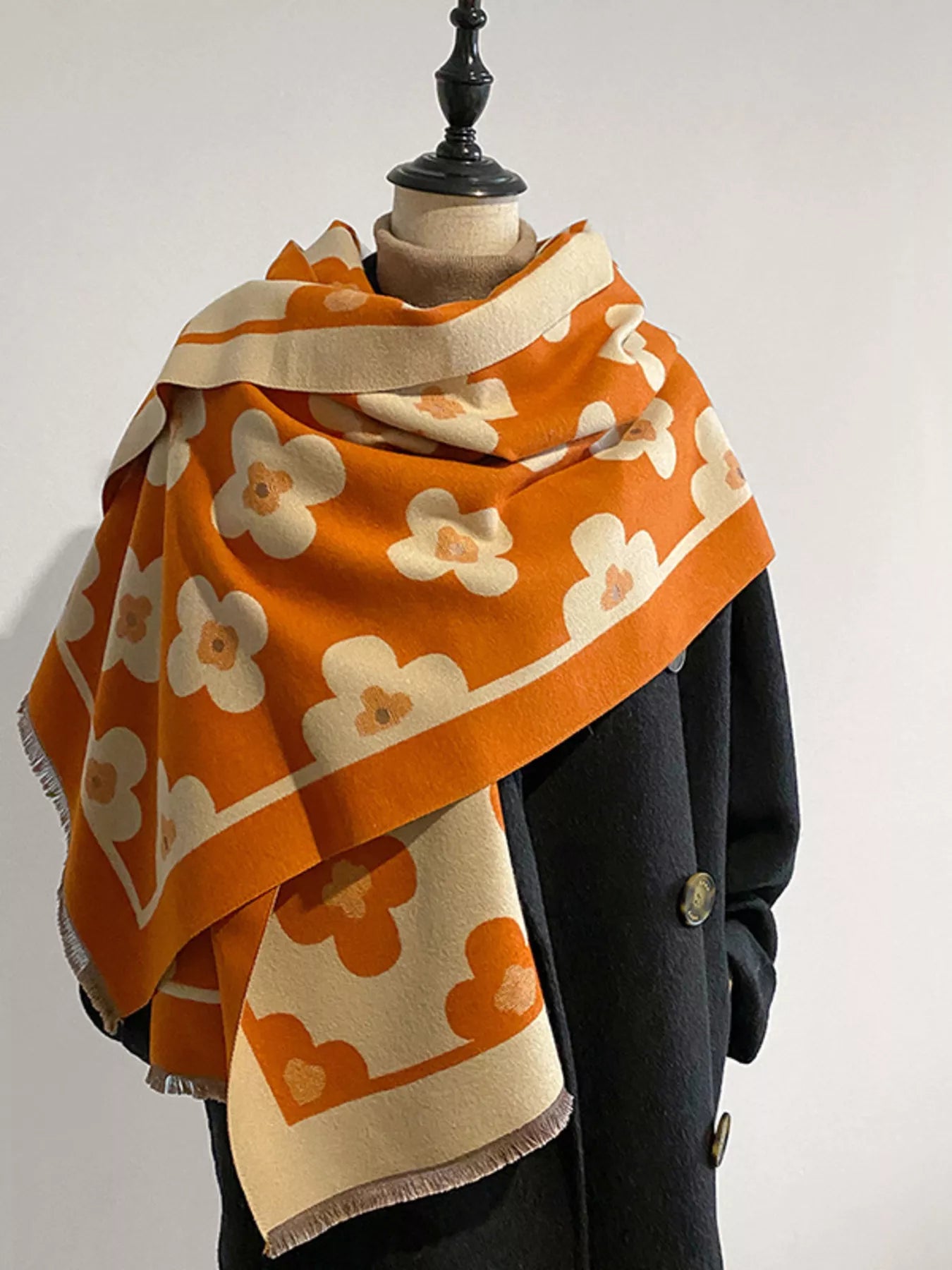 Floral Print Raw Hen Scarf - PBNJ FASHIONS