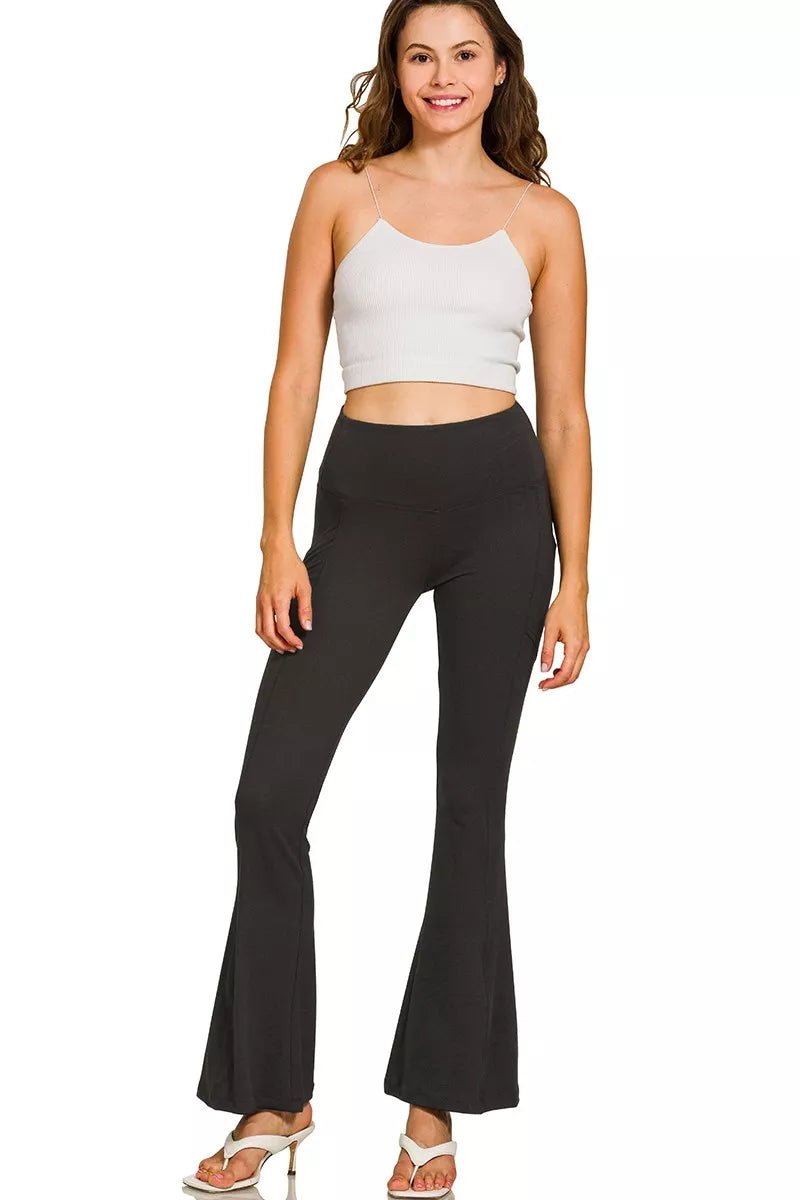 Zenana Brushed Dty Microfiber Flare Pants - PBNJ FASHIONS