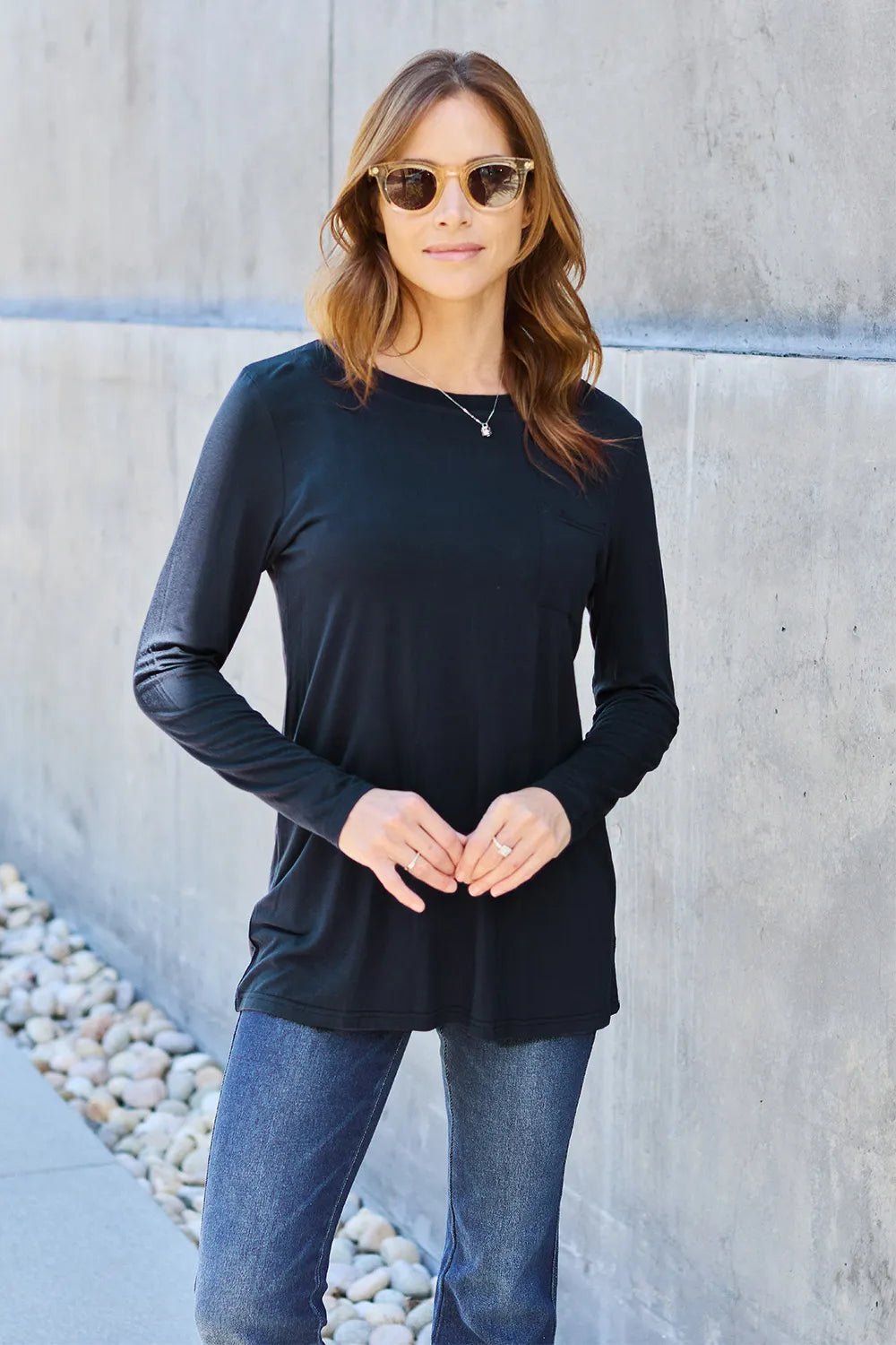 Basic Bae Full Size Round Neck Long Sleeve Top - PBNJ FASHIONS