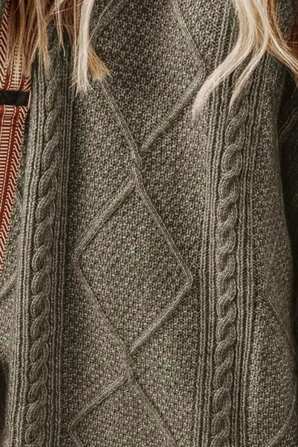 Cable - Knit Round Neck Sweater Dress - PBNJ FASHIONS