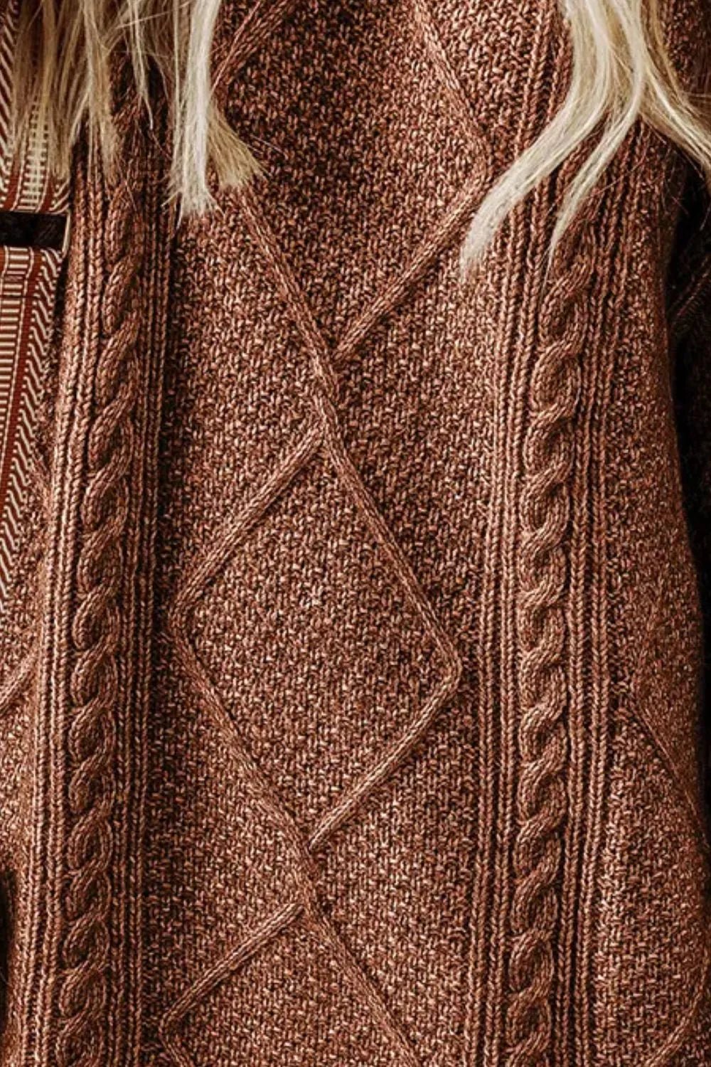 Cable - Knit Round Neck Sweater Dress - PBNJ FASHIONS