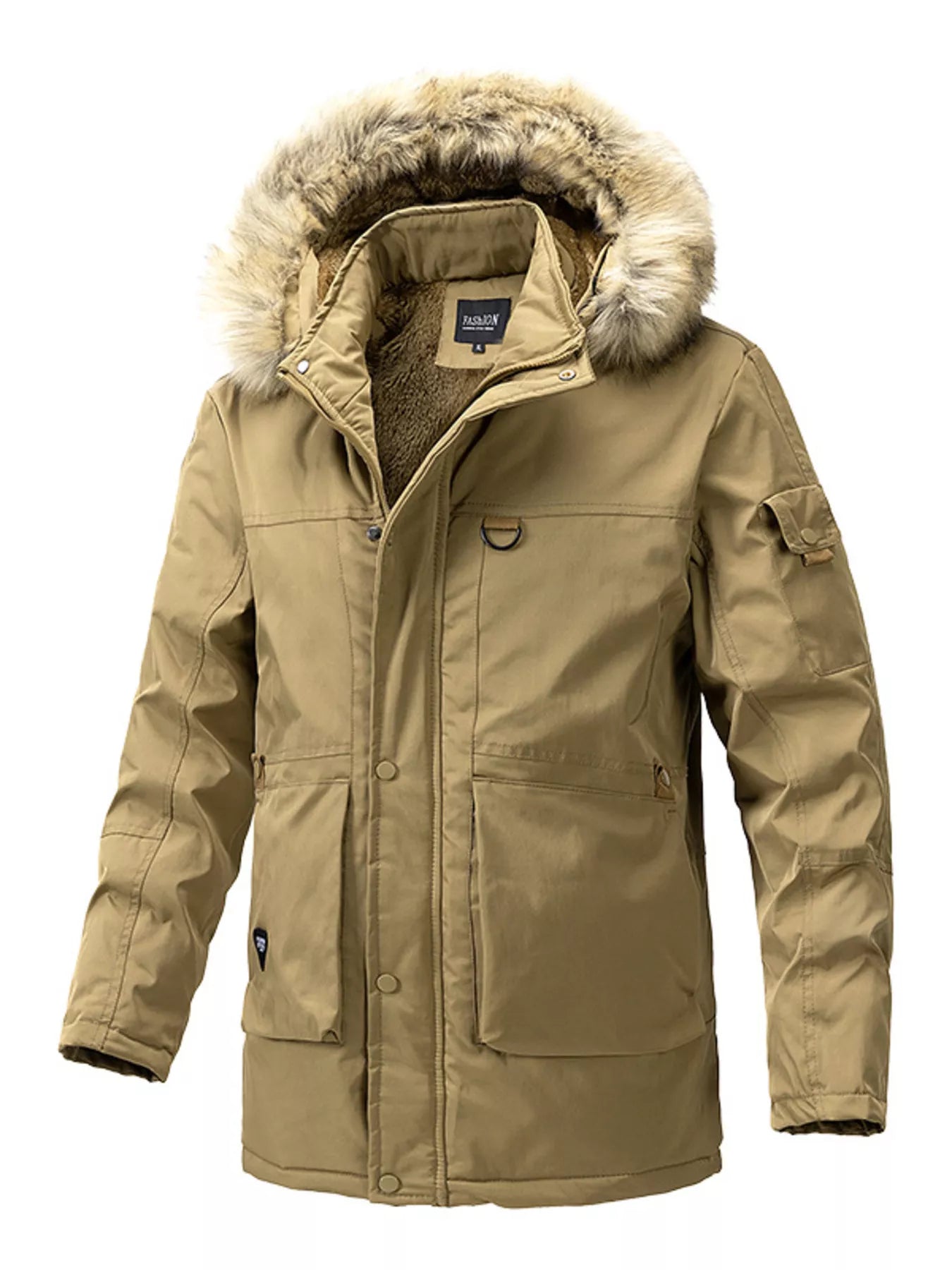 Men's Plus Size Fur Hooded Winter Parka Coat - PBNJ FASHIONS