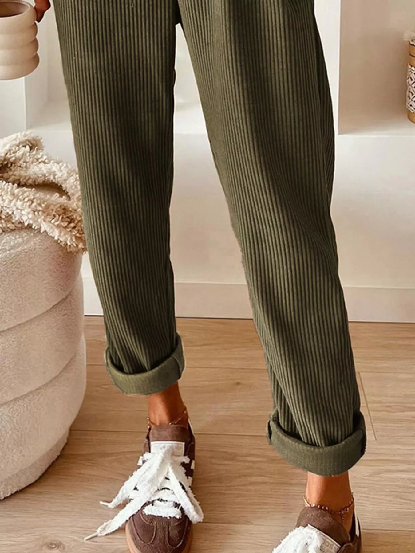 Casual Corduroy Drawstring Waist Pants - PBNJ FASHIONS