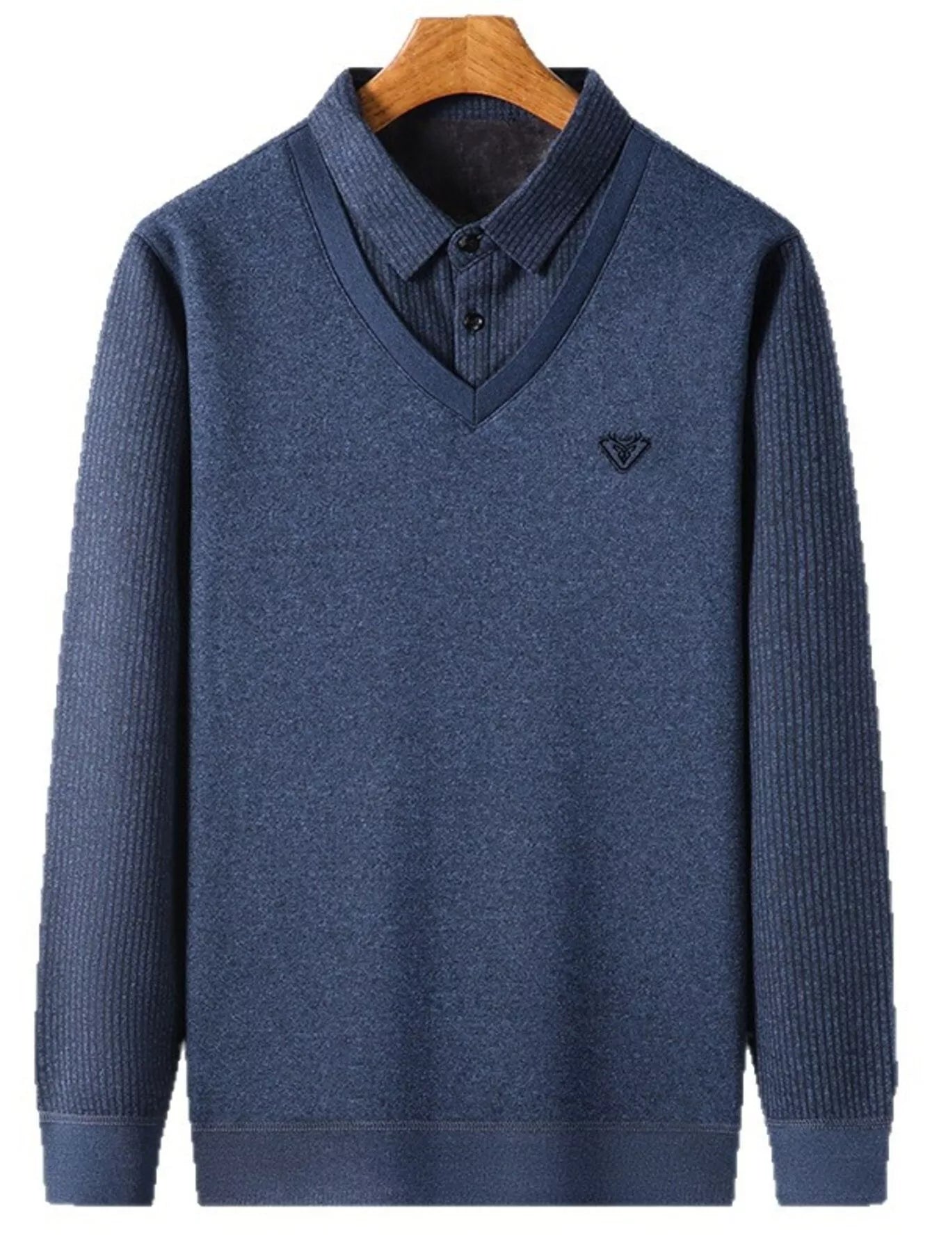 Men's Plus Size Layered Look Long Sleeve Knit Top - PBNJ FASHIONS