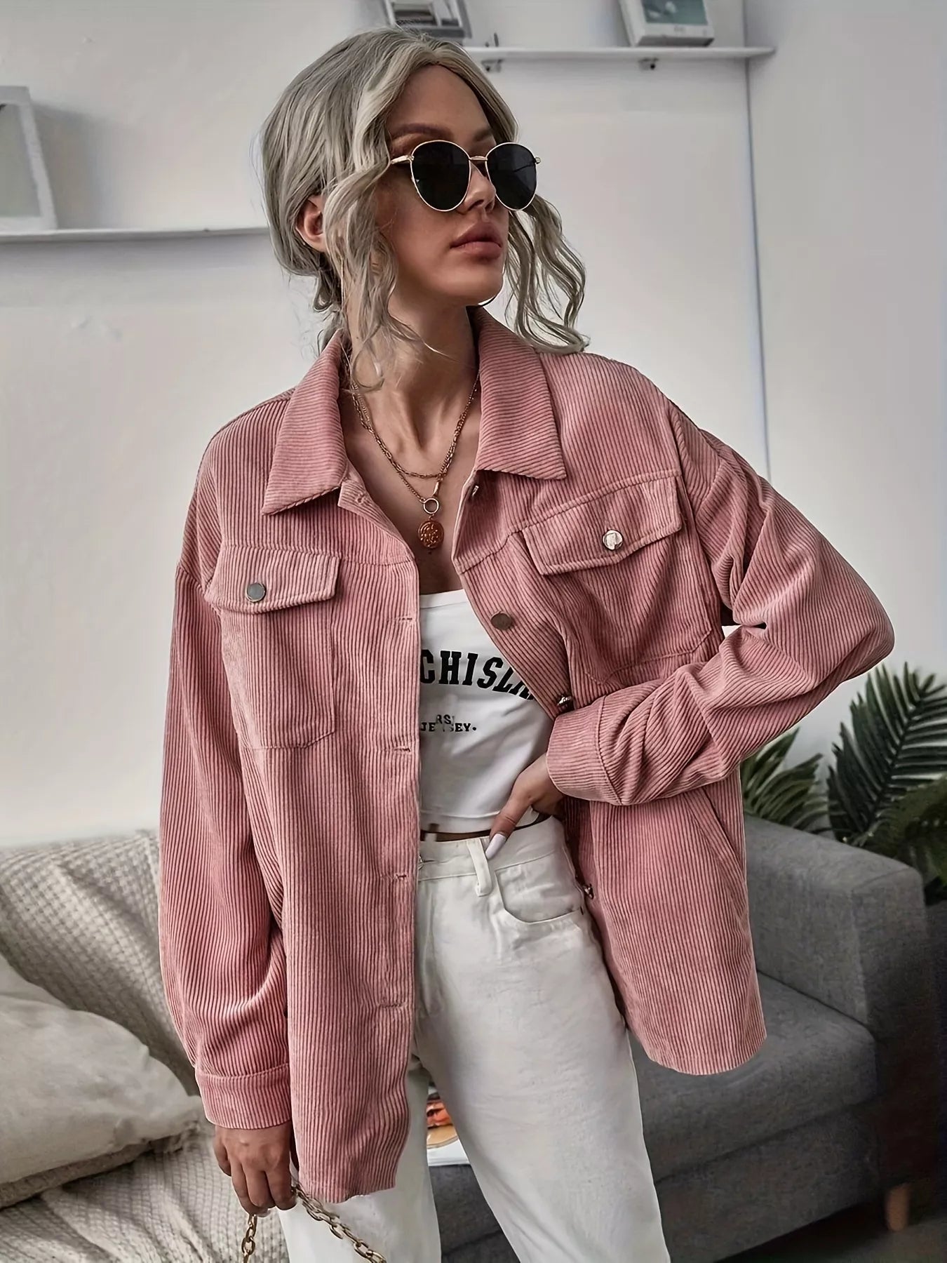 Casual Corduroy Button - Up Shacket - PBNJ FASHIONS