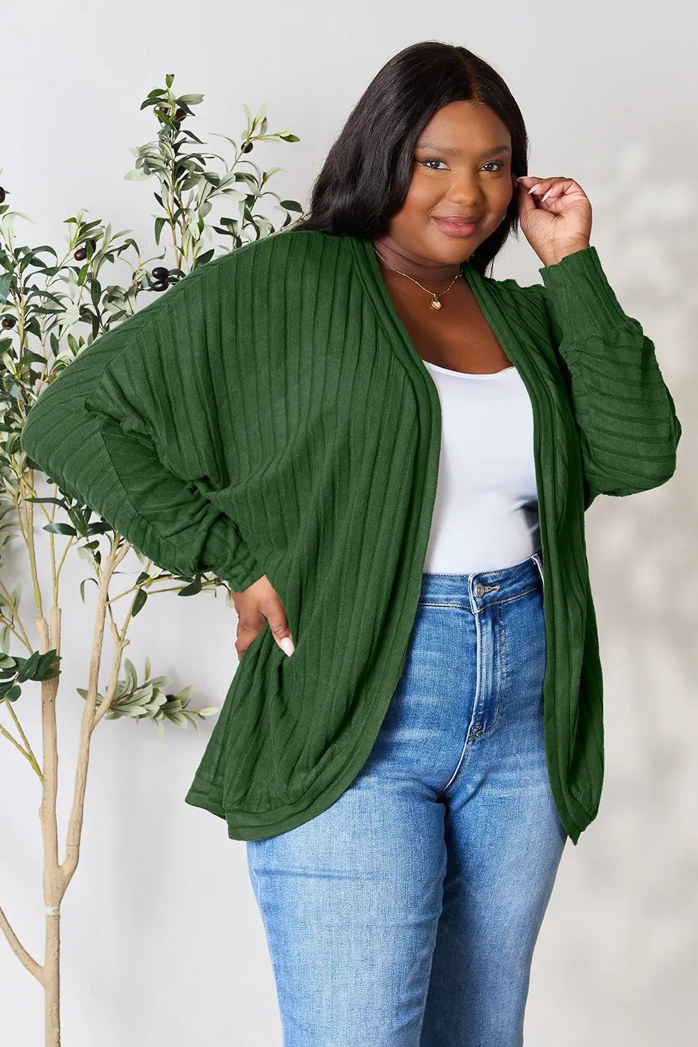 Basic Bae Full Size Ribbed Cocoon Cardigan - PBNJ FASHIONS
