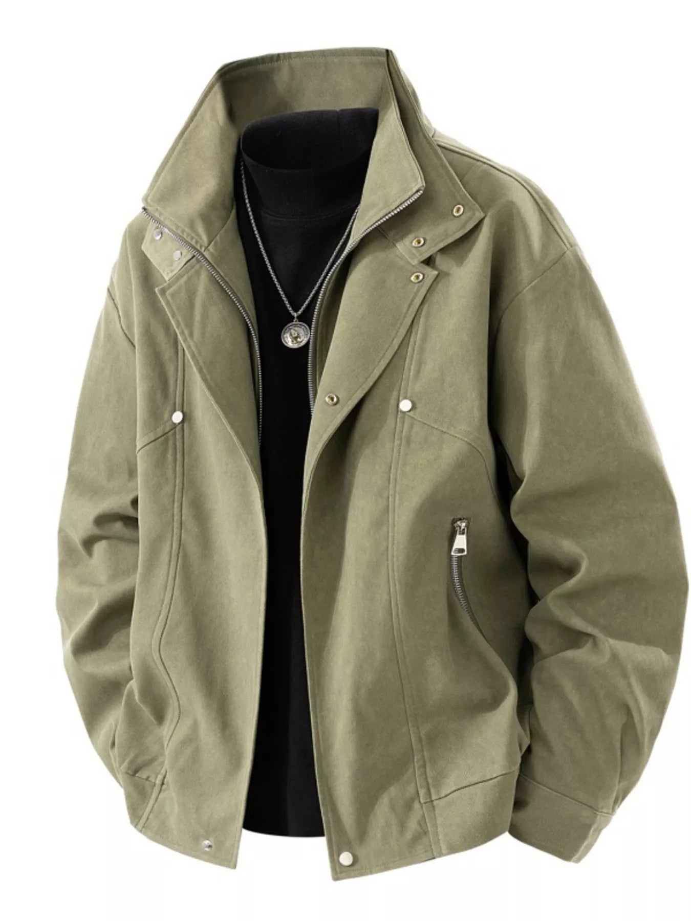 Men's Plus Size Casual Stand Collar Zipper Jacket - PBNJ FASHIONS