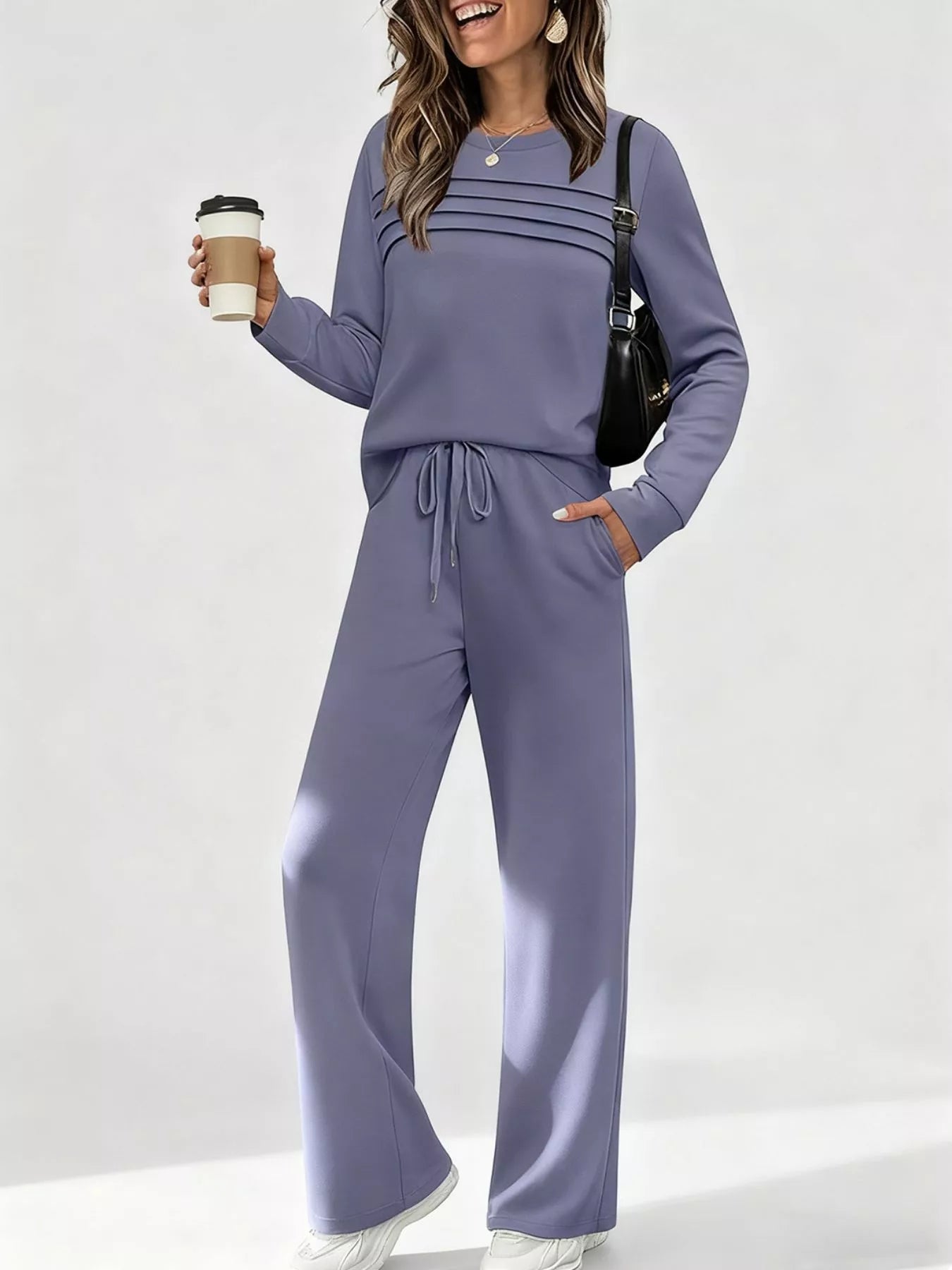 Full Size Casual Long Sleeve Top and Pants Set Plus Size - PBNJ FASHIONS