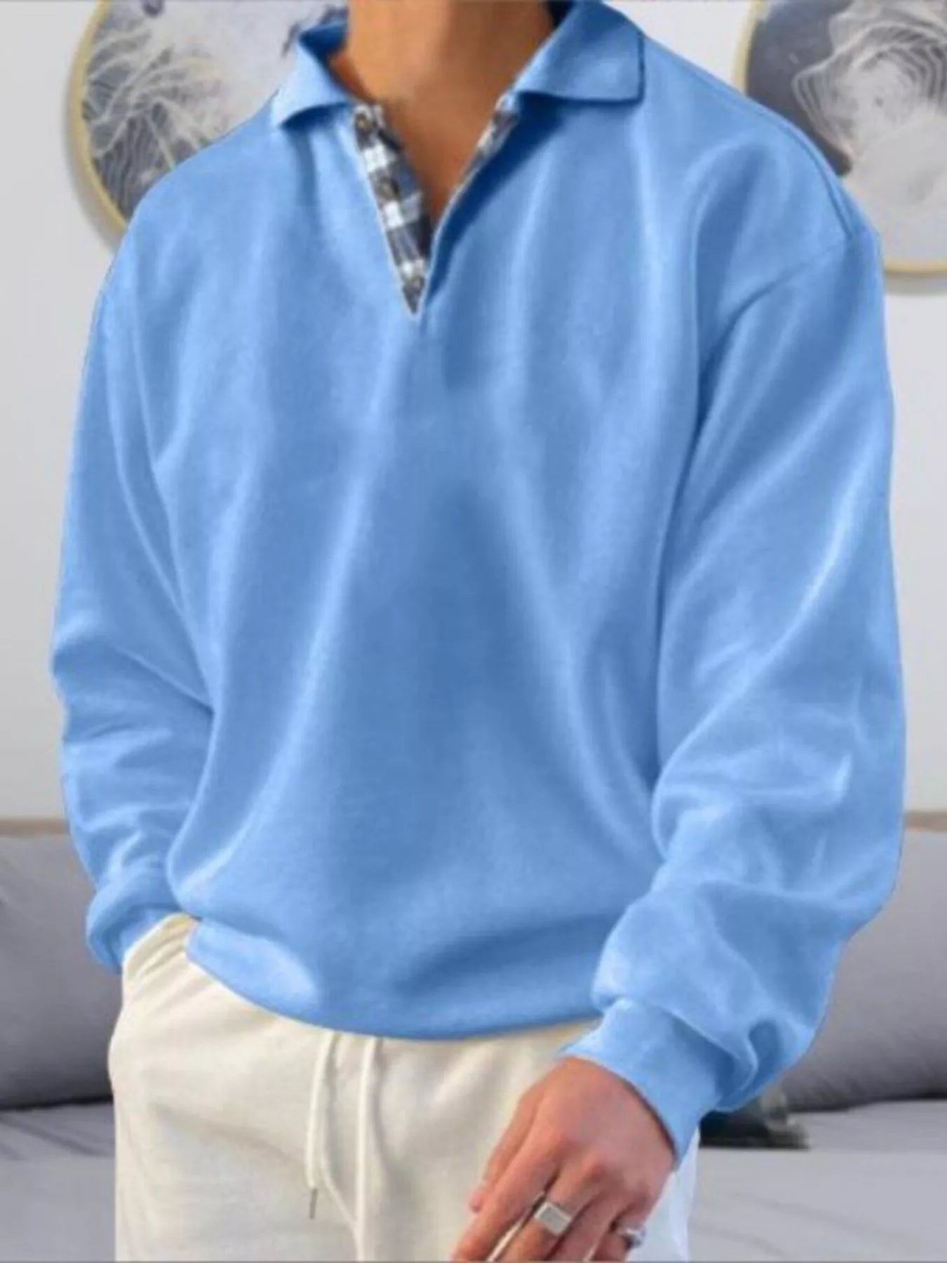 Men's Plus Size Casual Polo Collar Long Sleeve Top - PBNJ FASHIONS