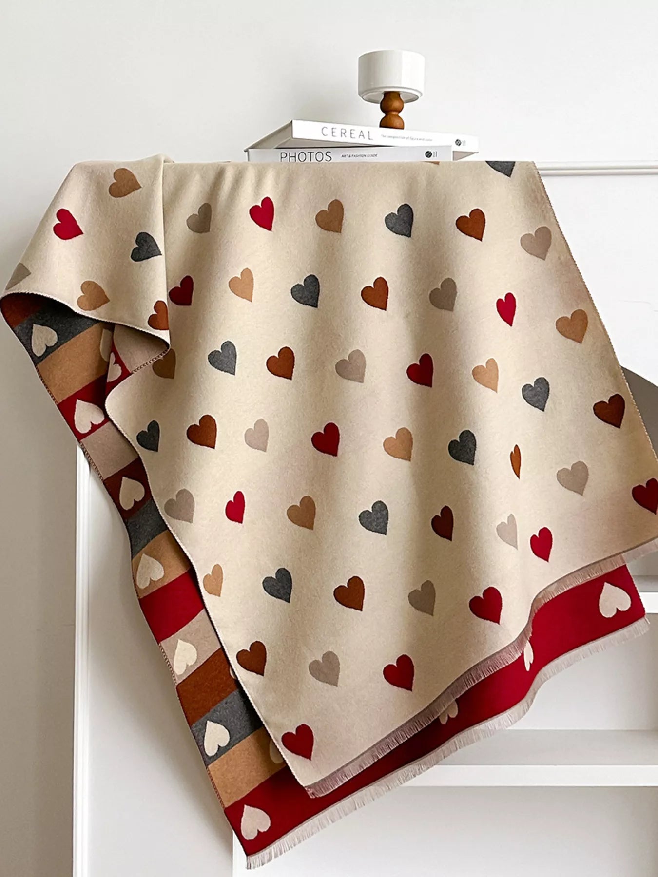 Heart Pattern Warm Scarf - PBNJ FASHIONS