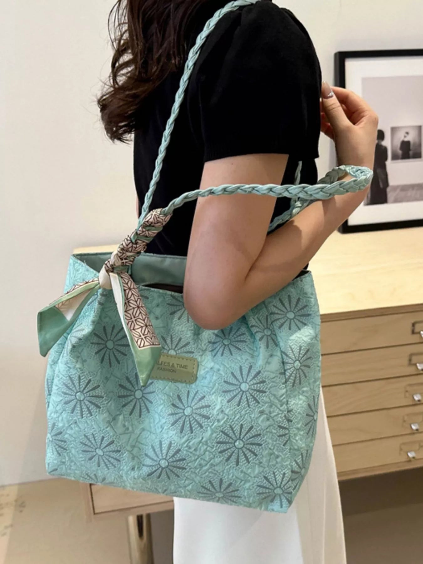 Braided Handle Tote Bag - PBNJ FASHIONS