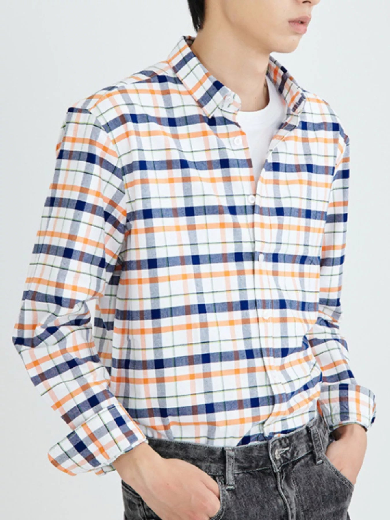 Men's Full Size Plaid Long Sleeve Shirt Plus Size - PBNJ FASHIONS