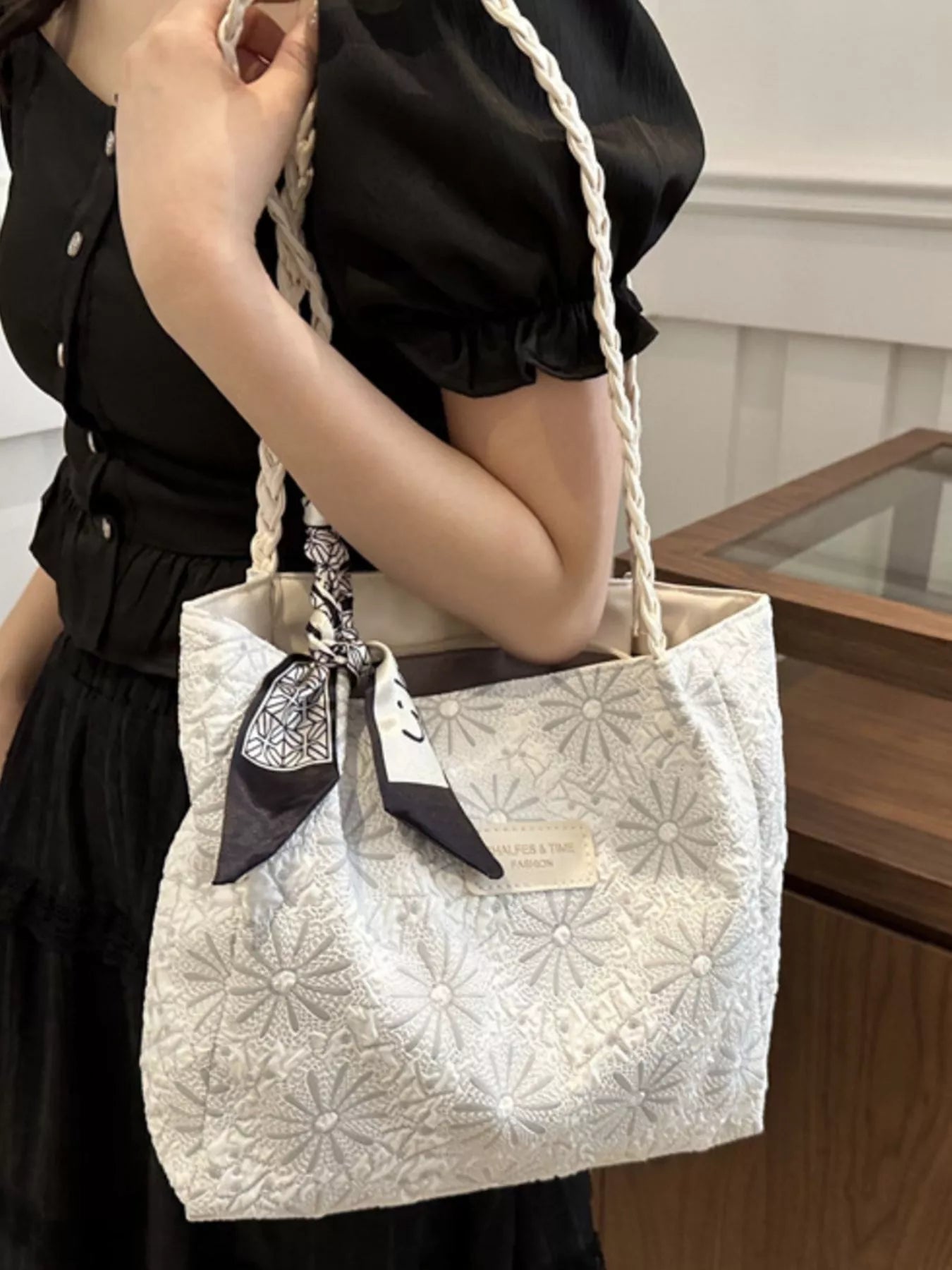 Braided Handle Tote Bag - PBNJ FASHIONS