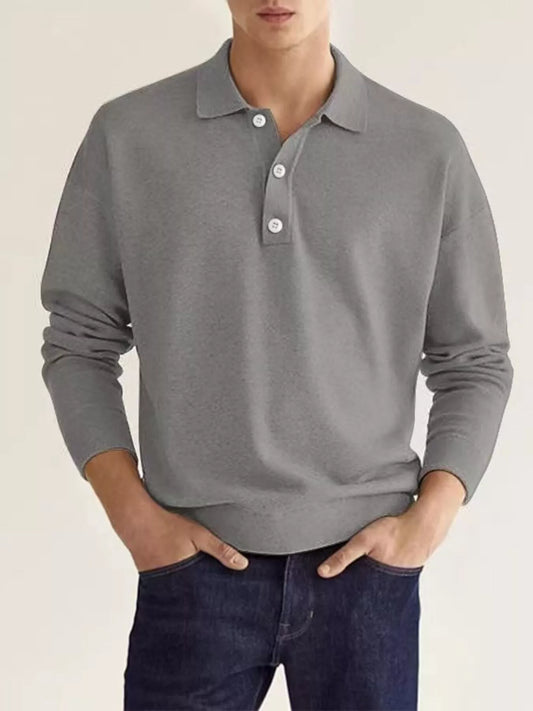 Men's Plus Size Long Sleeve Casual Polo Shirt - PBNJ FASHIONS
