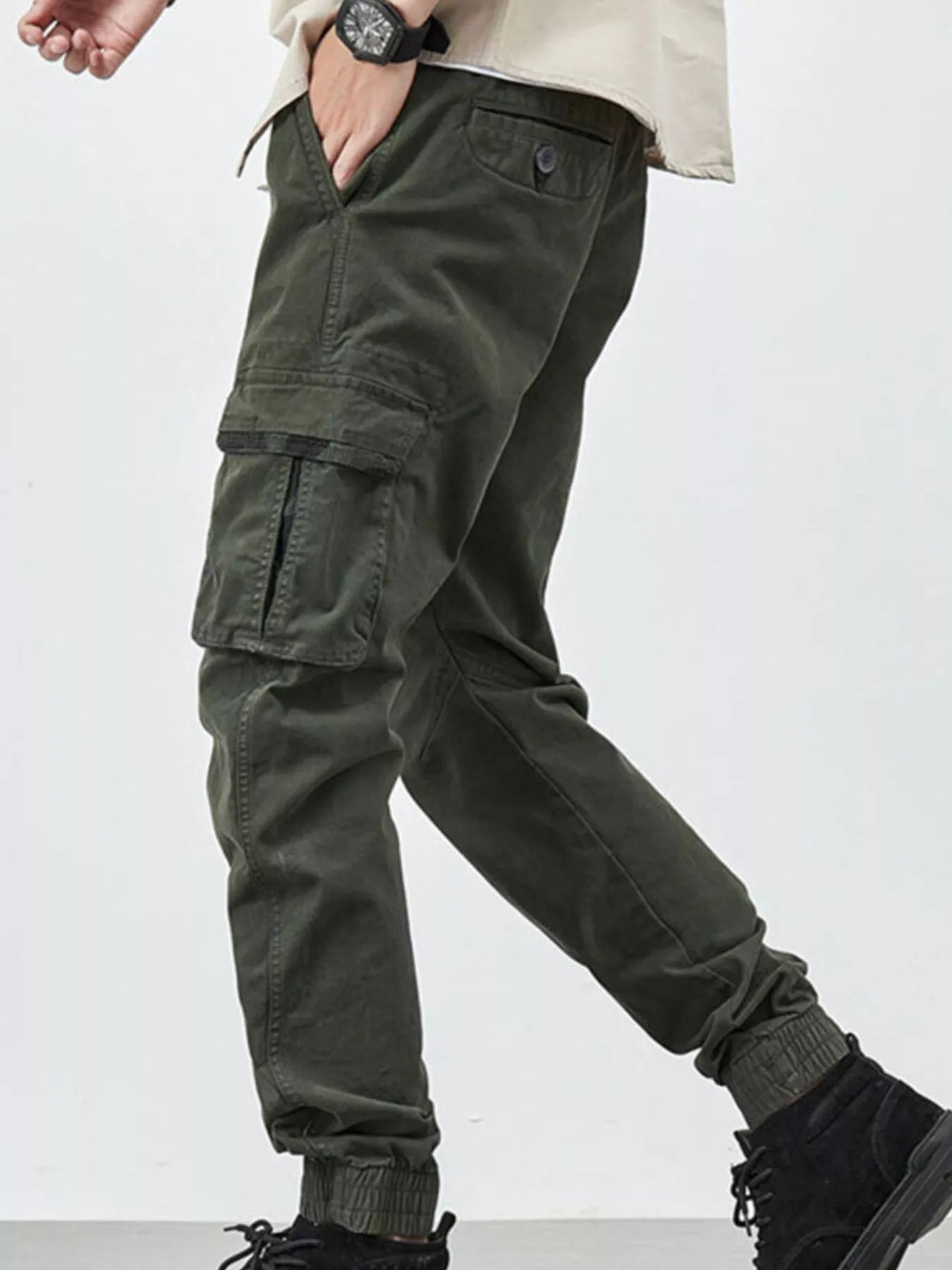 Men's Casual Cargo Pants with Drawstring - PBNJ FASHIONS