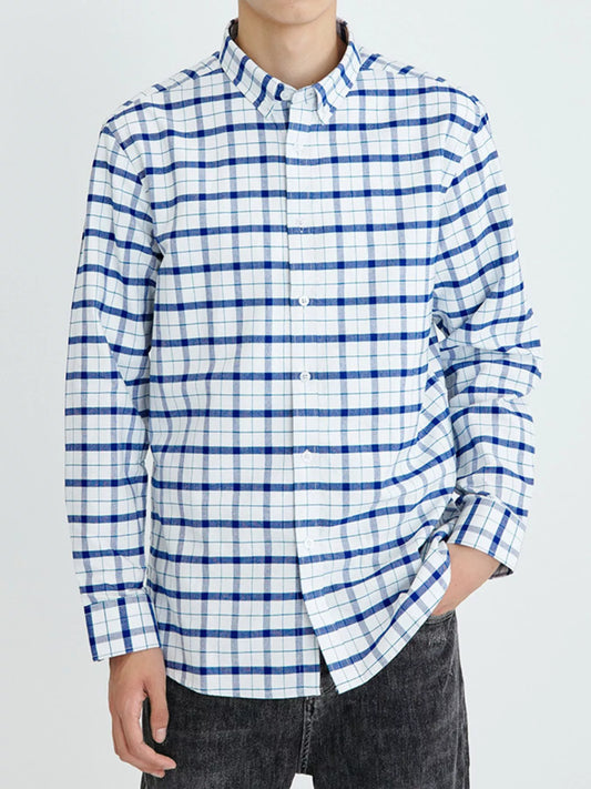 Men's Full Size Plaid Long Sleeve Shirt Plus Size - PBNJ FASHIONS