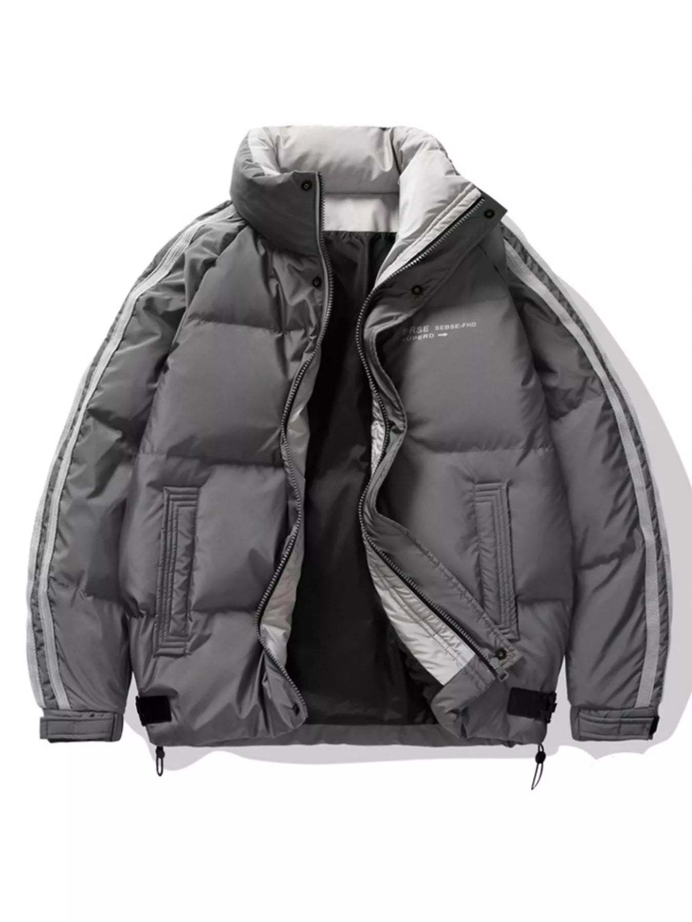 Men's Plus Size Striped Padded Puffer Jacket - PBNJ FASHIONS
