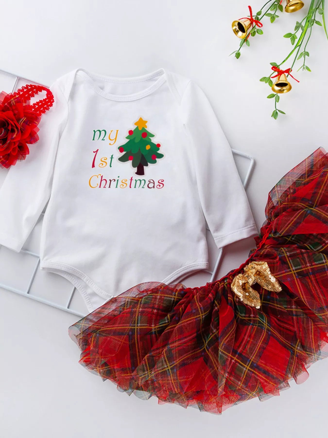 Children's Christmas Santa Baby Outfit Set with Headband - PBNJ FASHIONS