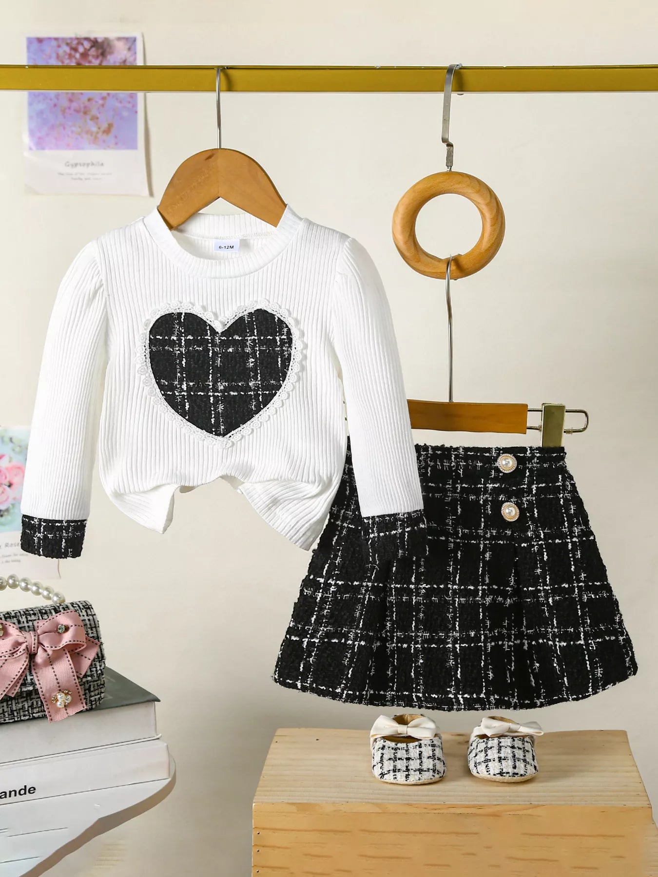 Children's Plaid Heart Top and Skirt Set - PBNJ FASHIONS