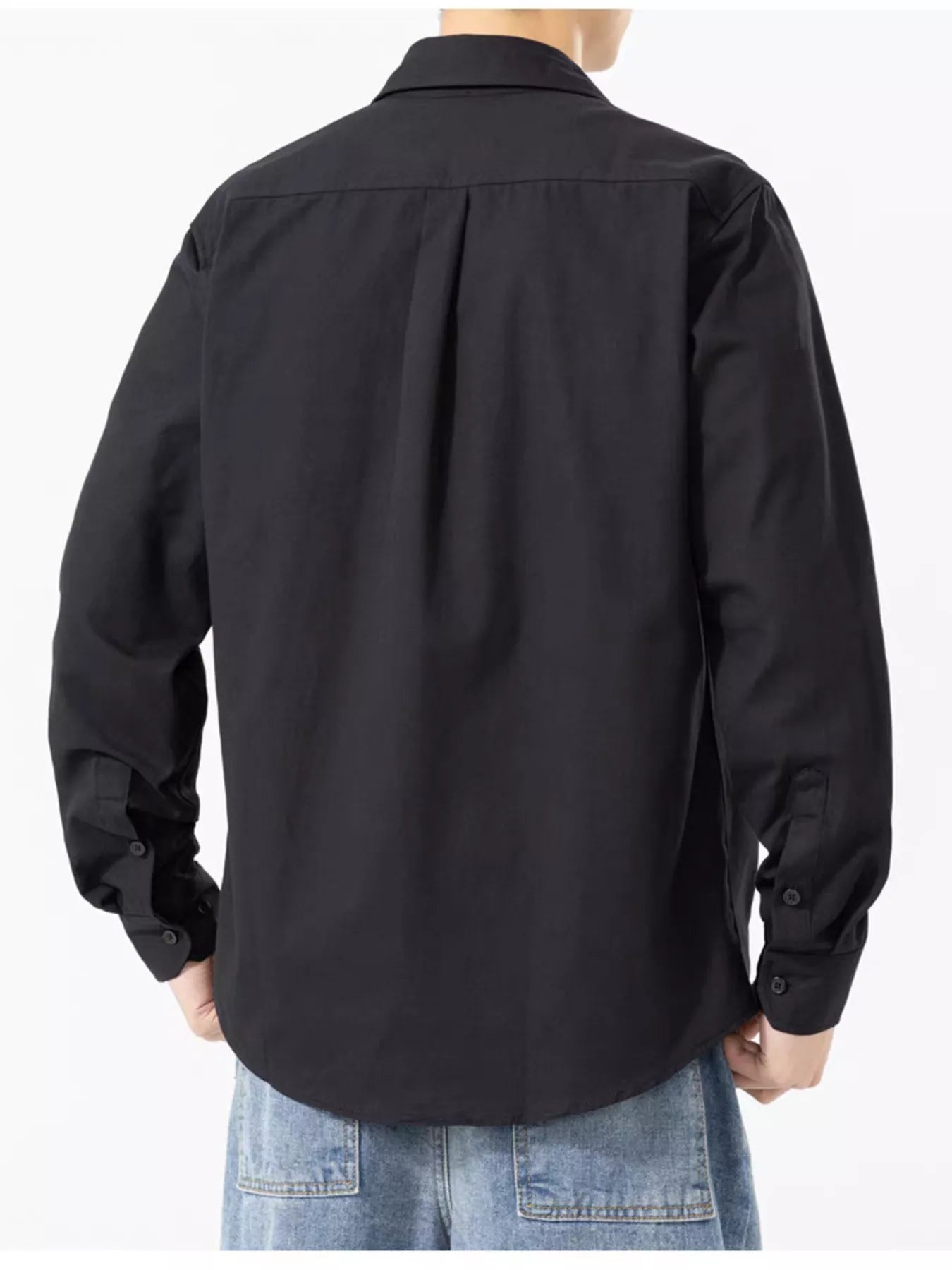Men's Plus Size Casual Solid Color Long Sleeve Shirt - PBNJ FASHIONS