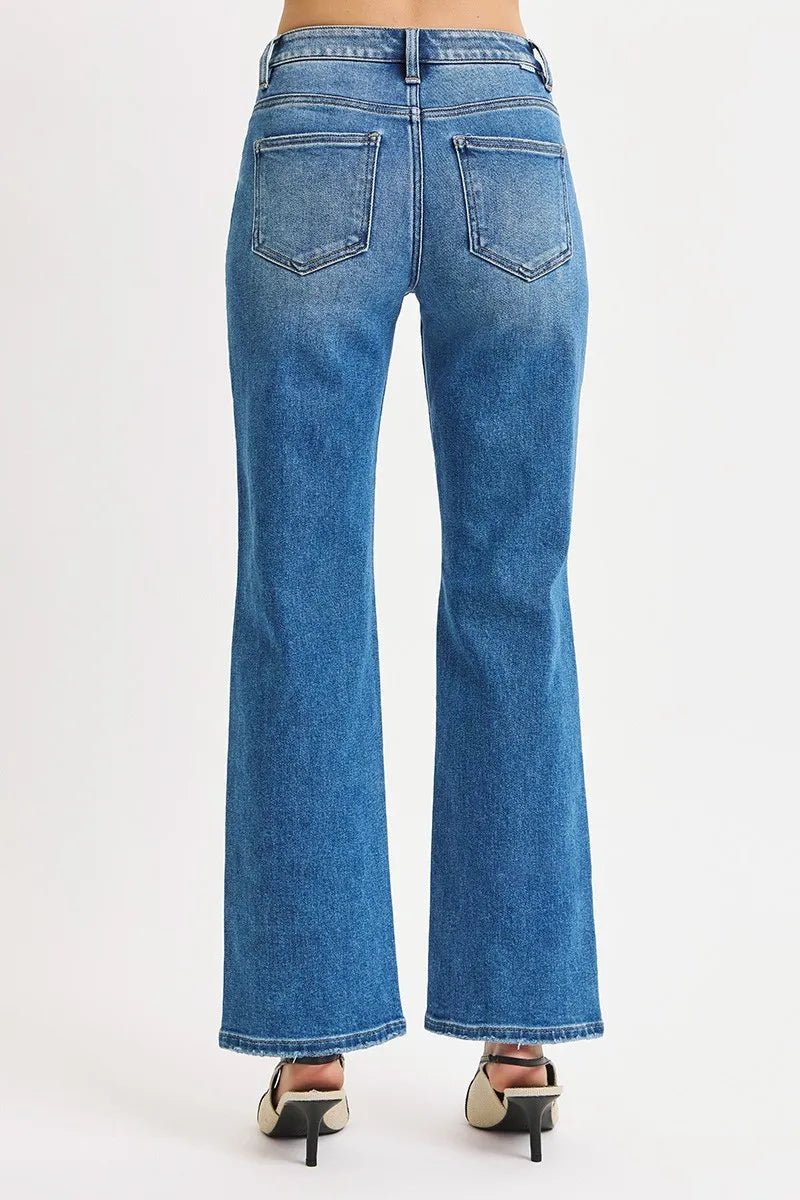 RISEN Full Size High Rise Ankle Straight Front Body Distressed Jeans Plus Size - PBNJ FASHIONS