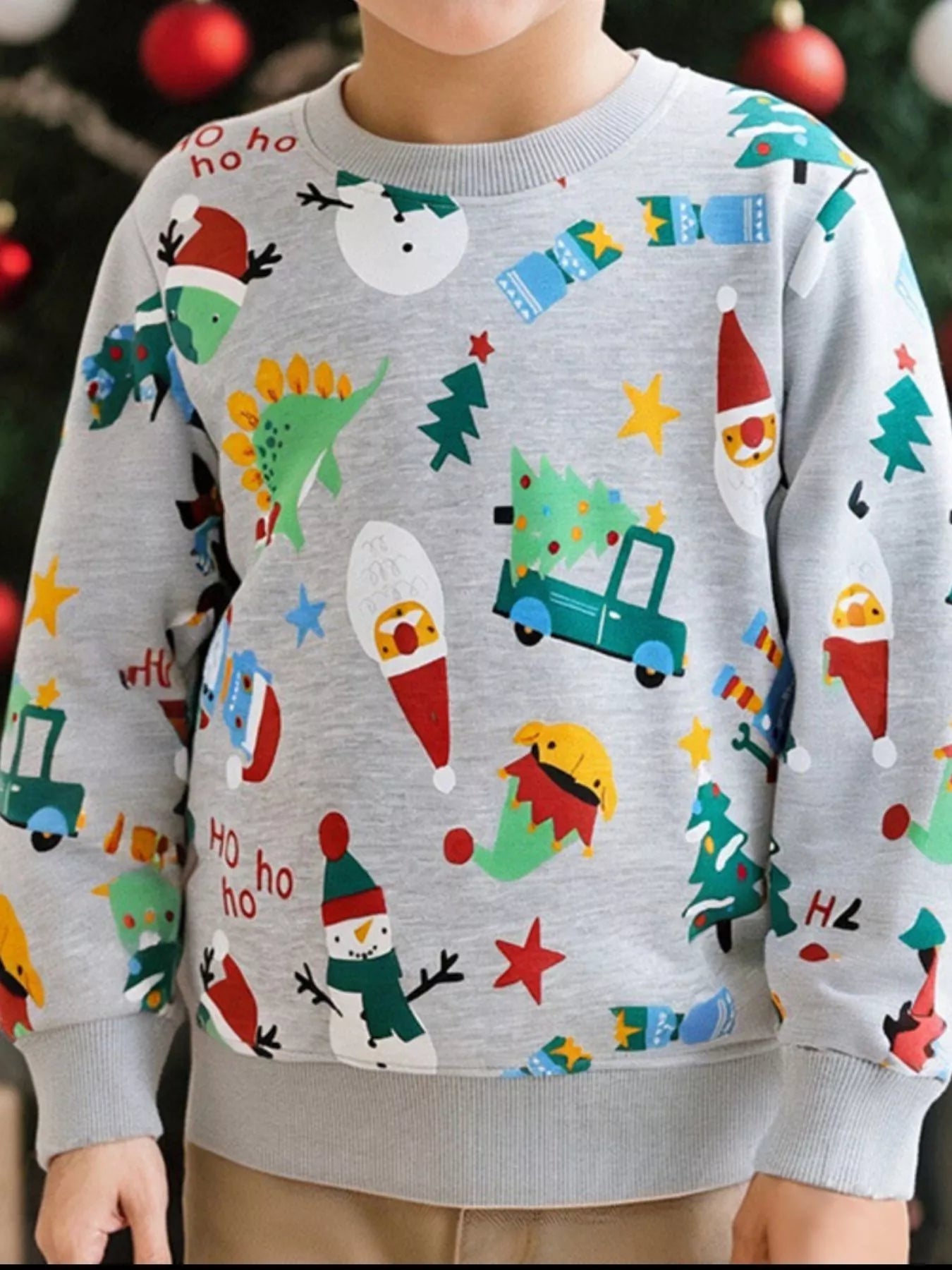 Children's Christmas Print Crewneck Sweatshirt - PBNJ FASHIONS