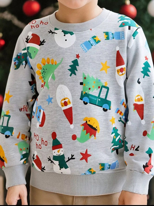 Children's Christmas Print Crewneck Sweatshirt - PBNJ FASHIONS