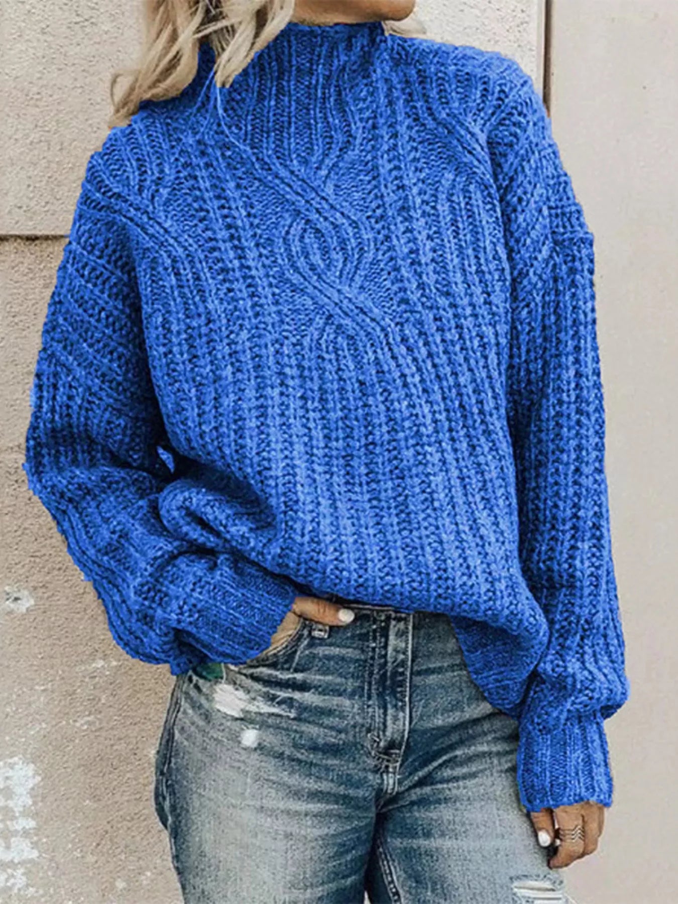 Full Size Turtleneck Long Sleeve Sweater Plus Size - PBNJ FASHIONS