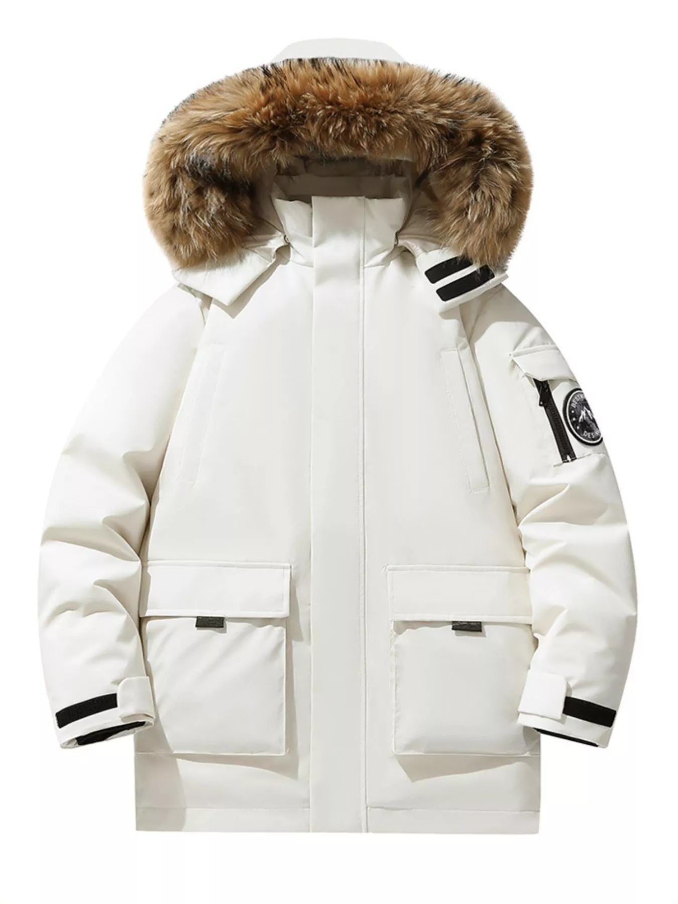 Men's Full Size Fur Hooded Zip Up Parka Coat Plus Size - PBNJ FASHIONS