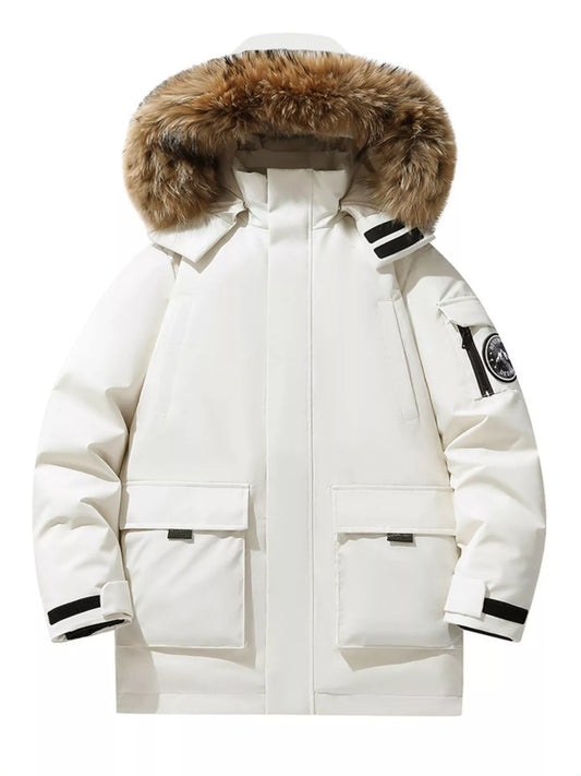 Men's Full Size Fur Hooded Zip Up Parka Coat Plus Size - PBNJ FASHIONS