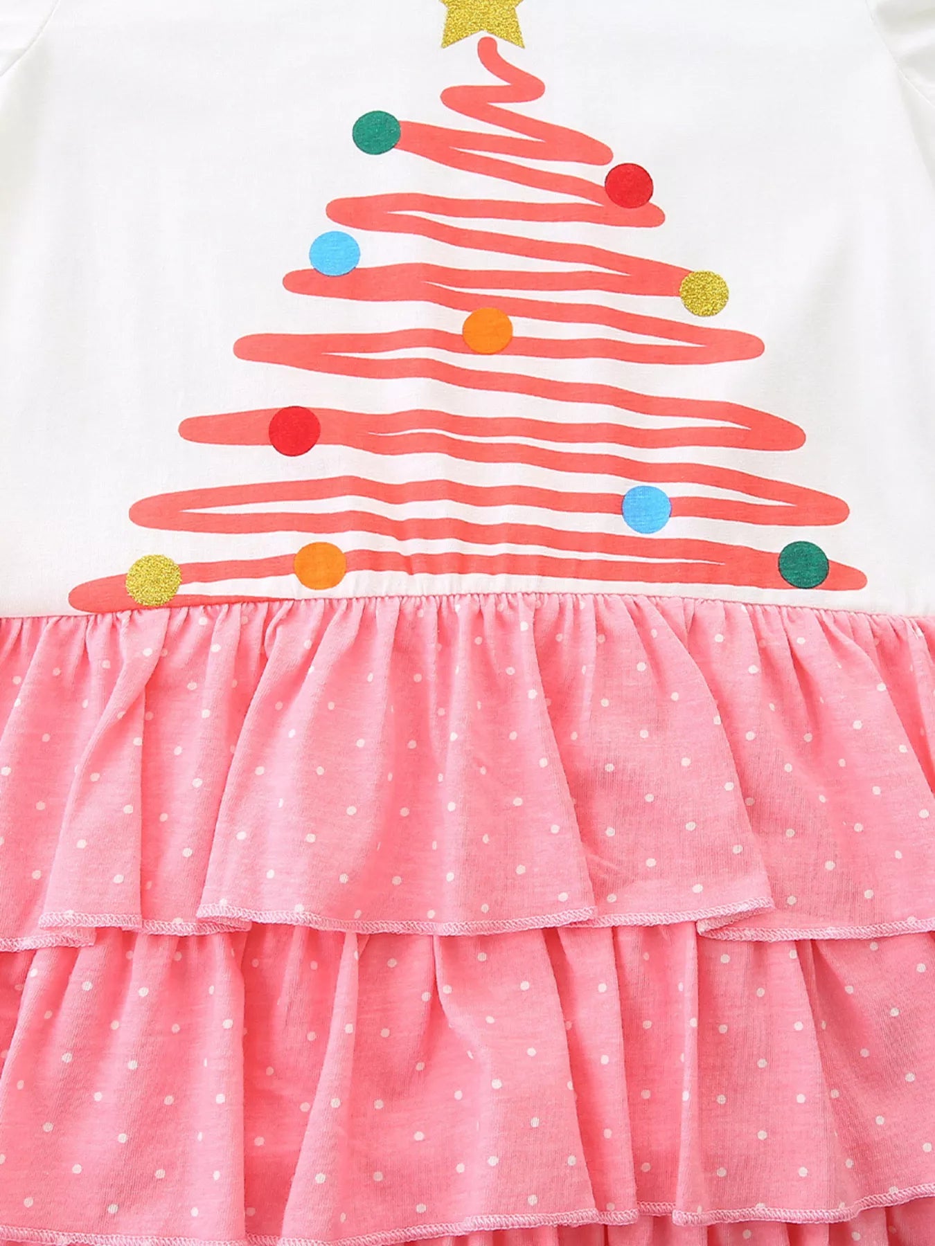 Children's Christmas Tree Ruffle Layered Dress - PBNJ FASHIONS