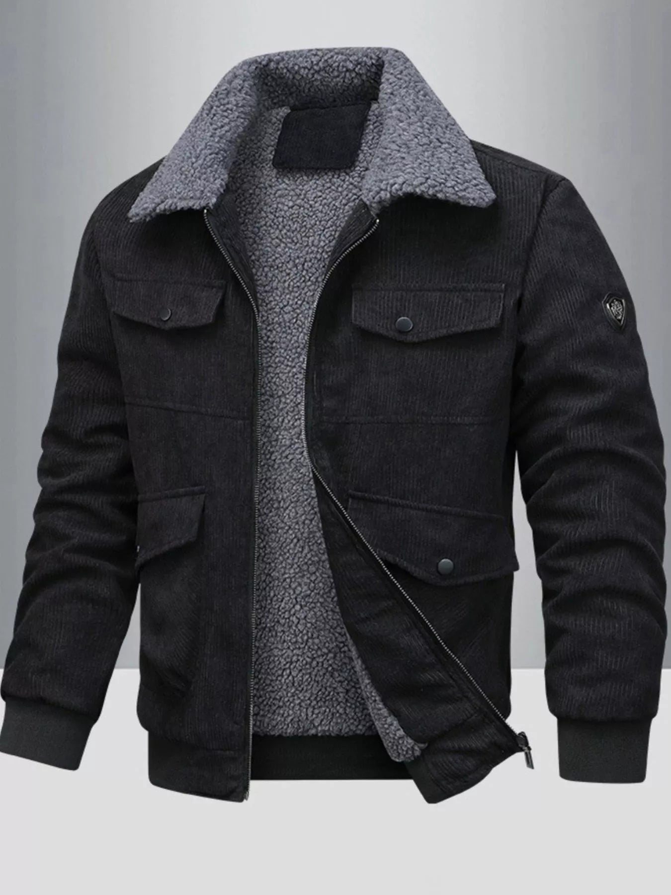 Men's Full Size Corduroy Sherpa Lined Winter Jacket Plus Size - PBNJ FASHIONS