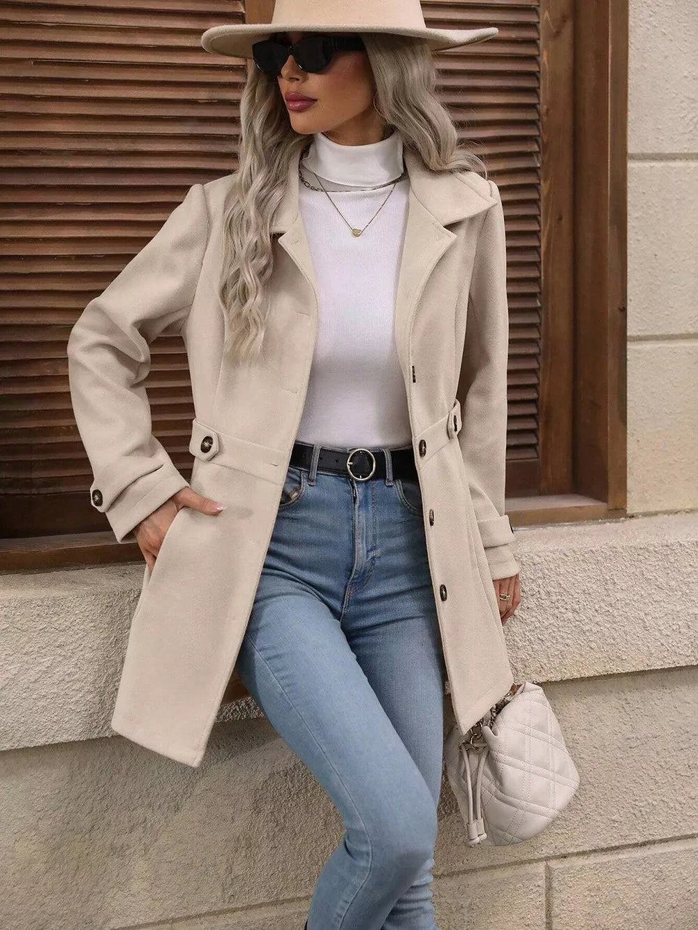 Collared Neck Button Up Coat - PBNJ FASHIONS