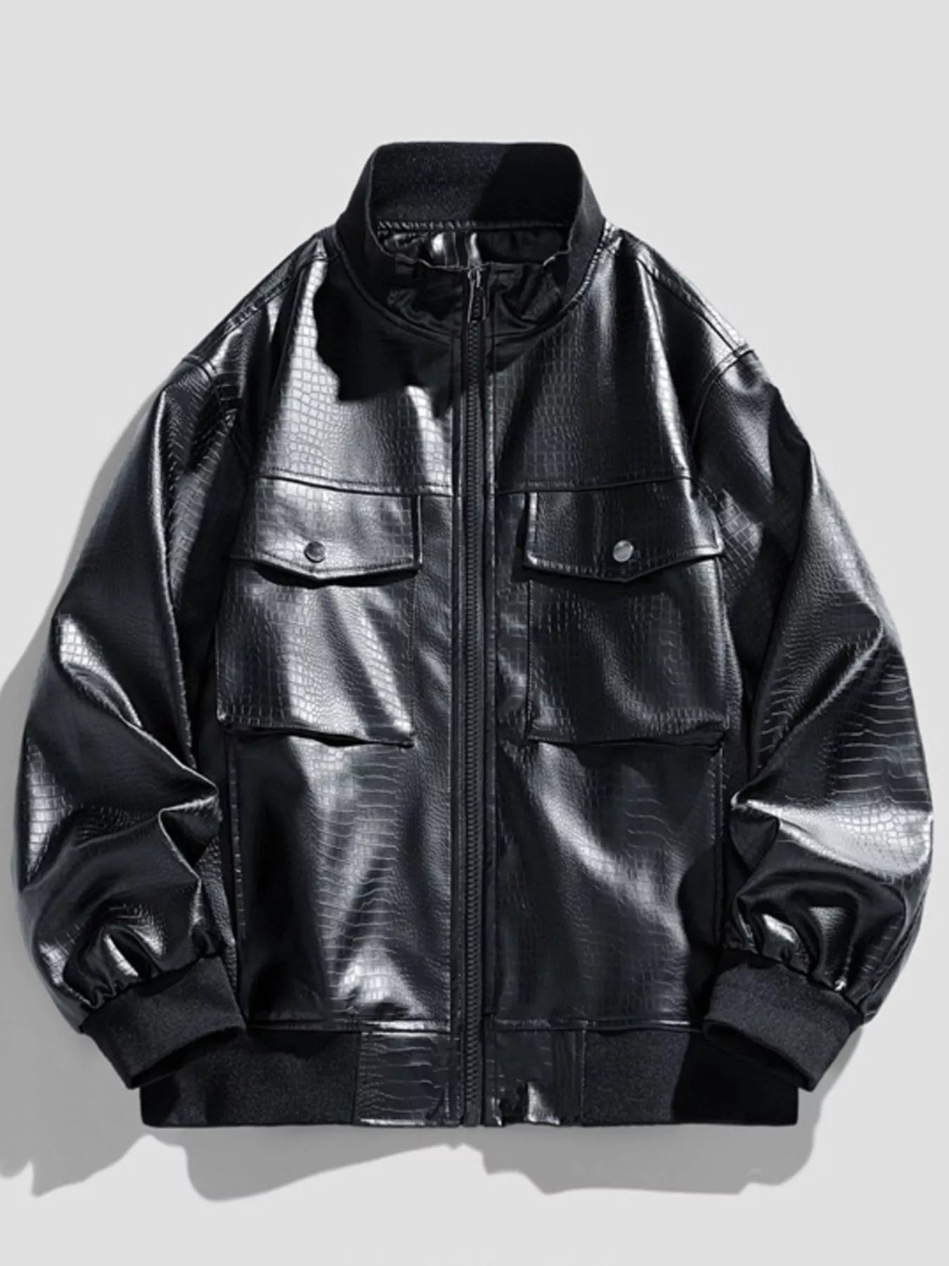 Men's Plus Size Zip Up Leather Jacket - PBNJ FASHIONS