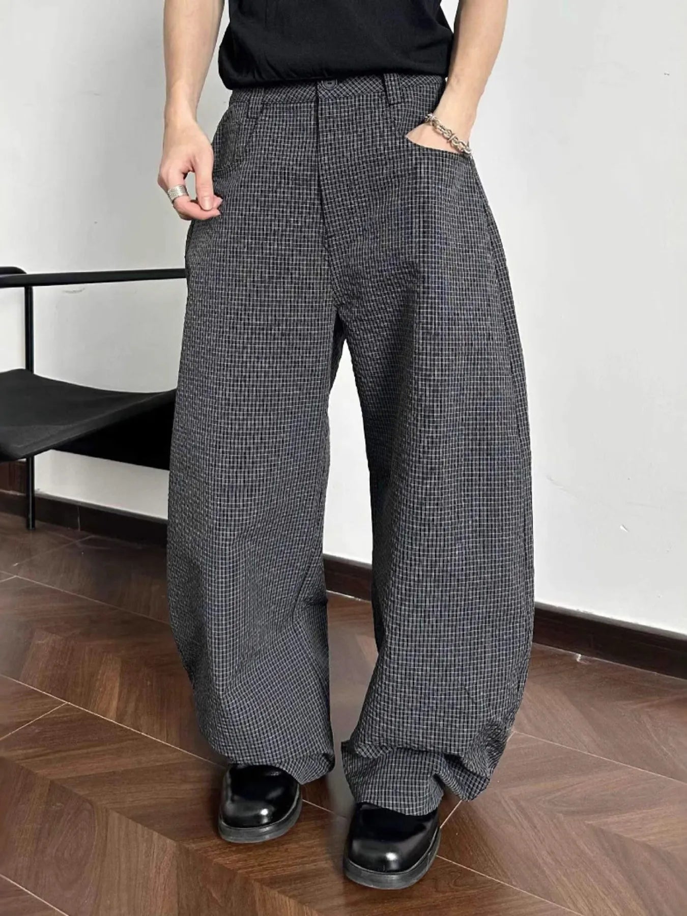 Men's Wide Leg Plaid Pants - PBNJ FASHIONS