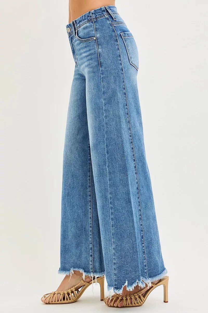 RISEN High Rise Ankle Wide Jeans - PBNJ FASHIONS