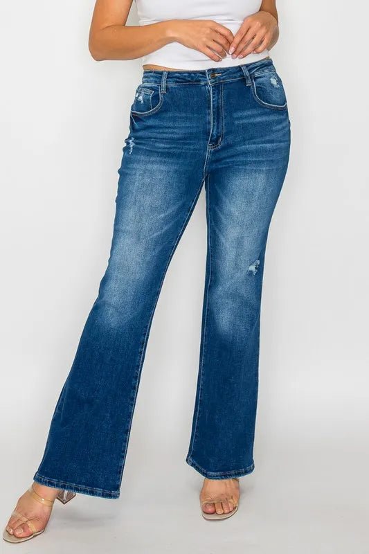 bytos Full Size High Rise Bootcut Jeans with Pockets - PBNJ FASHIONS