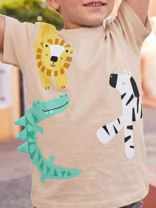 Children's Animal Print Round Neck Tee - PBNJ FASHIONS