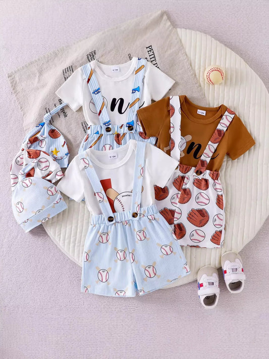 Children's Baseball Themed Bodysuit and Suspender Set - PBNJ FASHIONS
