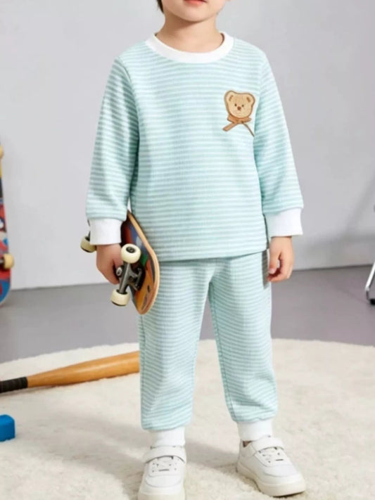 Children's Bear Striped Top and Pants Set - PBNJ FASHIONS