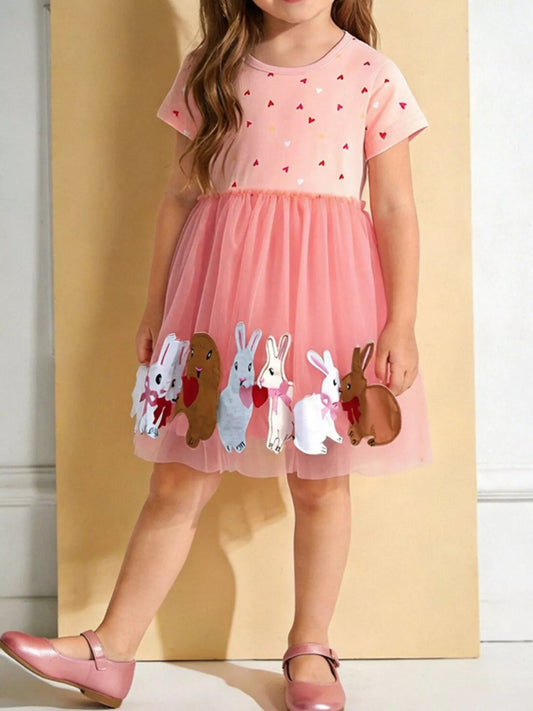 Children's Bunny Applique Tulle Dress - PBNJ FASHIONS