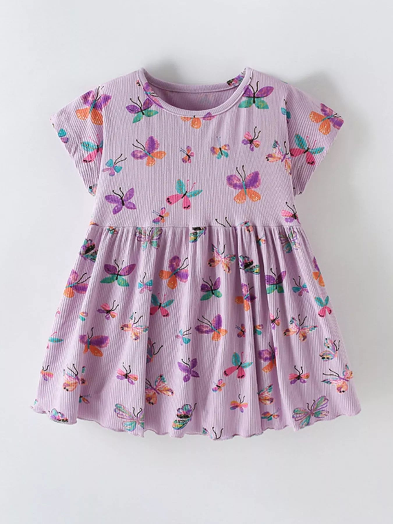 Children's Butterfly Print Casual Short Sleeve Dress - PBNJ FASHIONS