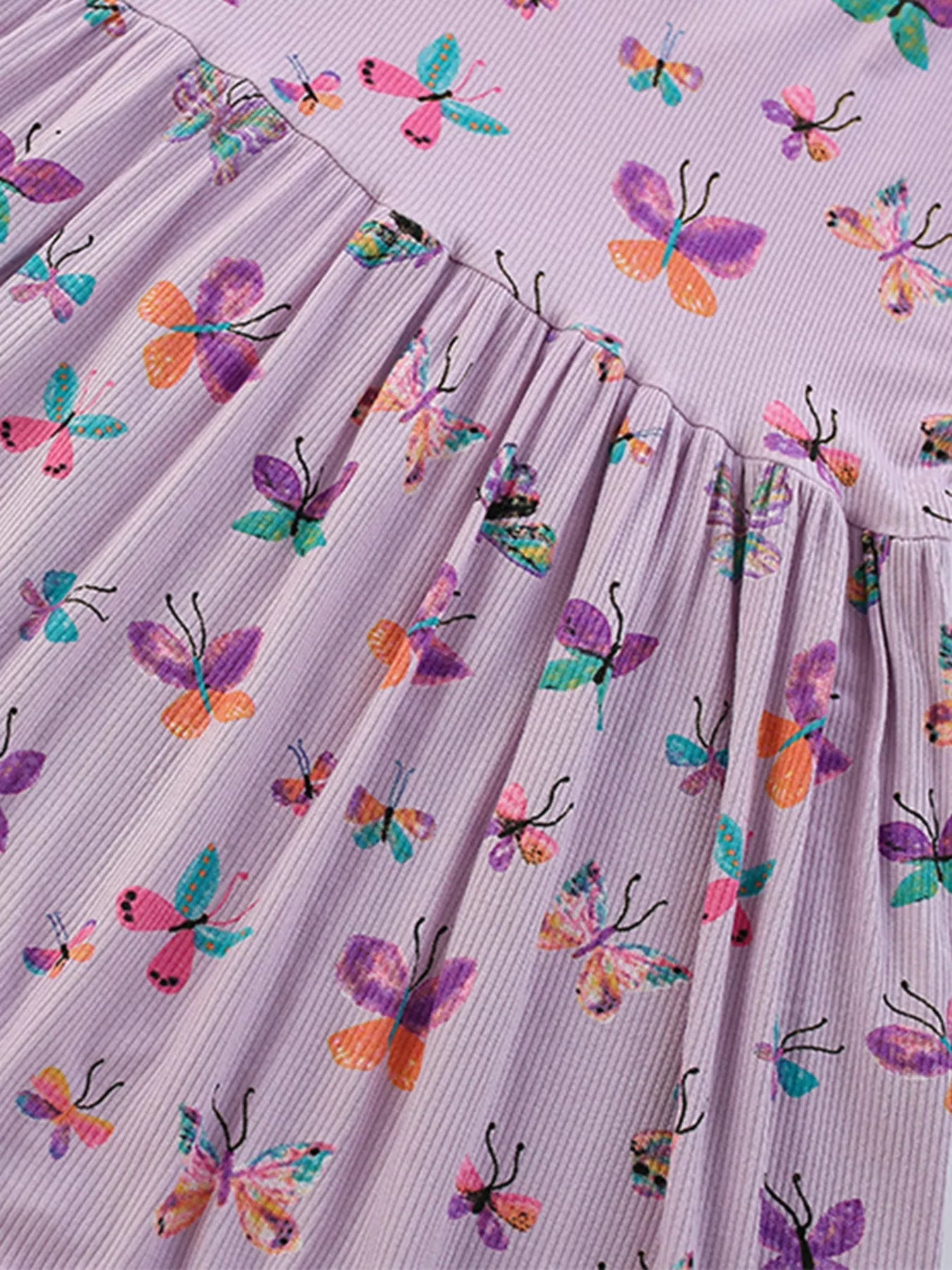 Children's Butterfly Print Casual Short Sleeve Dress - PBNJ FASHIONS