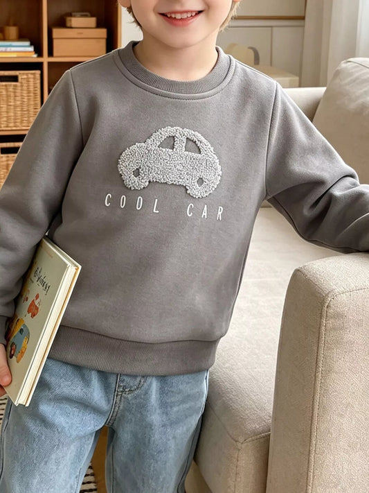 Children's Car Applique Crew Neck Sweatshirt - PBNJ FASHIONS