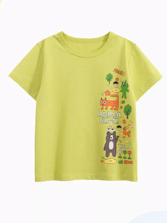 Children's Cartoon Animal Round Neck T-Shirt - PBNJ FASHIONS