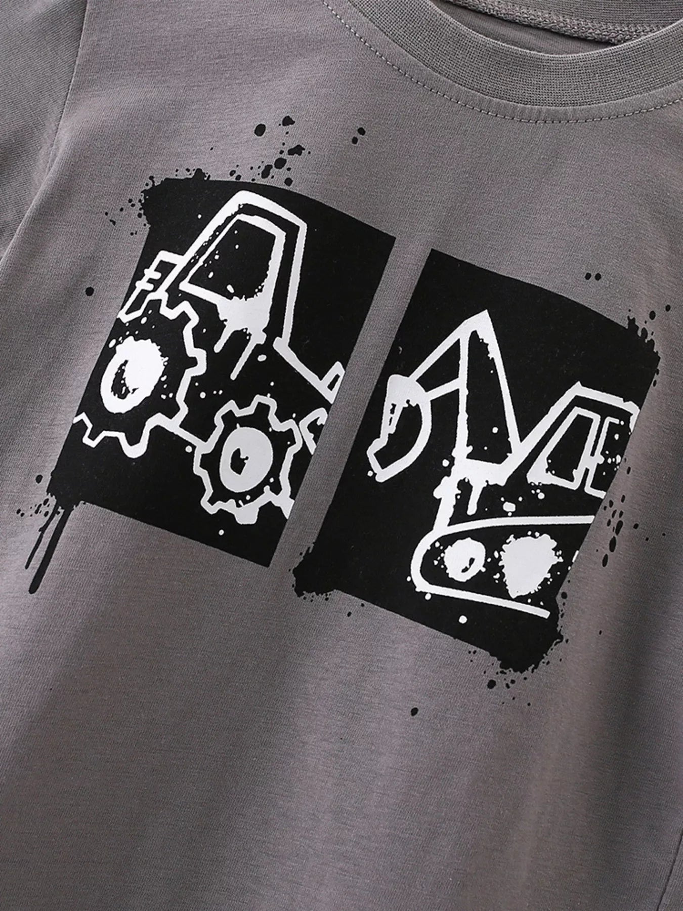 Children's Cartoon Vehicle Graphic Crew Neck Kids T-Shirt - PBNJ FASHIONS