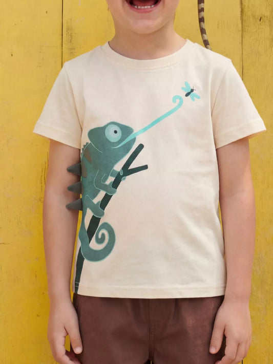 Children's Chameleon Catching Insect Graphic T-Shirt - PBNJ FASHIONS