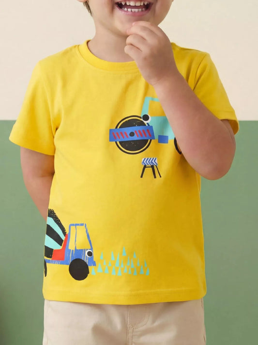Children's Construction Truck Graphic Short Sleeve T-Shirt - PBNJ FASHIONS