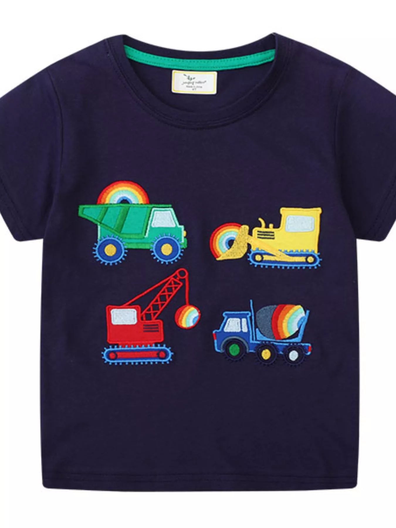 Children's Construction Vehicle Embroidered T-Shirt - PBNJ FASHIONS